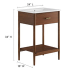 Modway Zaire 24" Bathroom Vanity - Walnut/White-Fixed Drawer