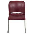 Flash Furniture HERCULES Series Burgundy Full Back Contoured Stack Chair with Grey Powder Coated Sled Base-Floor Protector Plastic Glides