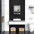 Kleankin Wall Mount Bathroom Mirror Cabinet with Three Shelves - Grey-A door cabinet with a shelf and 3 open shelves at the bottom for your daily necessities