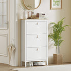 HOMCOM Shoe Cabinet with 3 Flip Drawers in Narrow Design - White-Slim design is great for small homes and tight spaces
