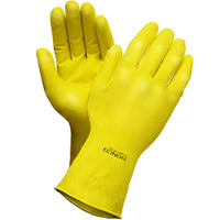 Ronco Latex Gloves - Yellow - Medium - 12 Pair Pack-Compliant for contact with food Chemical and solvent resistant
