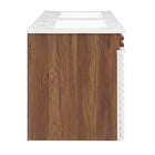 Modway Render 48" Wall-Mount Bathroom Vanity - White/Walnut/White-Ceramic Sink Basins