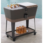 Permasteel 80 Quart Tapered Patio Cooler - Wood Grain/Brown Trim-Dual Lid for Easy Access