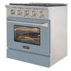Kucht 30" KNG Series Pro Style Propane Gas Range - Stainless Steel/Light Blue-Sealed burners make the range easy to clean