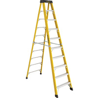 Featherlite 6400 Series 10' Industrial Heavy-Duty Fiberglass Stepladder-Nominal Height: 10'