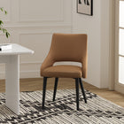 Manhattan Comfort Tremont 21.7" Modern Leatherette Upholstered Dining Chair - Saddle-Fully Welded Sleek Black Steel Frame and Legs For Fashion and Durability
