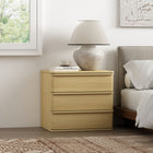 Manhattan Comfort Molly 26" Modern Nightstand - Natural Oak-Includes 3 Drawers with .75 Extension
