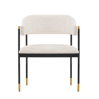 Manhattan Comfort Lia 24.8" Modern Chenille Upholstered Dining Armchair - Cream-Modern Dining Chair for Dining Room and Task Chair Usage