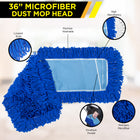Gritt Commercial Microfiber Looped Dust Mop Pad Head - 36" x 5" - Blue-Offers better bacteria removal than traditional cotton mops