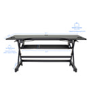 Rocelco 46" Deluxe Adjustable Height Desk Riser and Floor Stand Bundle - Black-QUICK, EASY AND STABLE HEIGHT ADJUSTMENT WITH EVR ENHANCED VERTICAL RANGE DESIGN: Sturdy metal frame with easy-grip side handle and gas piston assist, can raise and lower up to 45 pounds with continuous height adjustment from 34" up to 49" above the ground in order to optimize the ergonomic work position for people of most heights. Straight up and down motion minimizes required depth (23.25")