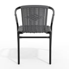 Flash Furniture Grey Rattan Indoor-Outdoor Restaurant Stack Chair-Grey Rattan Seat and Back