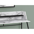 Monarch Specialties 7549 48" Computer Desk - White Marble-Look/Black Metal-Finished on all sides for flexible placement anywhere in a home office
