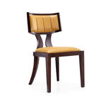 Manhattan Comfort Pulitzer 18.1" Traditional Faux Leather Upholstered Dining Chairs - Camel and Walnut - Set of 2-Vertical Backrest Stitching