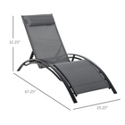 Outsunny Patio Reclining Lounge Chair with Adjustable Backrest - Grey-Modern, clean design casts a stunning look in any patio or backyard setting
