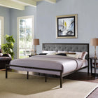 Modway Mia Fabric King Bed - Brown Grey-Steel rod mattress support system