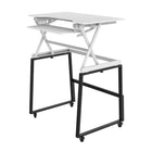 Rocelco 40" Deluxe Adjustable Height Desk Riser and Floor Stand Bundle - White/Black-RETRACTABLE ERGONOMIC KEYBOARD TRAY: Keyboard tray extends and retracts while keeping a 4.5" spacing between keyboard tray and desktop which helps keep arms and wrists in an ergonomic position to prevent neck and back strain while sitting or standing