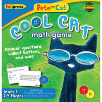 Edupress Pete the Cat Cool Cat Math Game 1-Players practice grade-level math by drawing cards and answering questions.