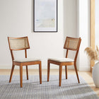 Modway Caledonia Fabric Upholstered Wood Dining Chair - Walnut/Beige - 2 Pack-Fabric Upholstered Seat