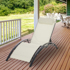 Outsunny Patio Reclining Lounge Chair with Adjustable Backrest Beige-Slatted design allows rainwater to drain quickly, easy to maintain