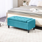 HOMCOM Storage Bench with Flip Top Ottoman - Green-High-density sponge and premium linen leather cover gives it extra soft and comfortable for sitting