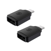 Scosche StrikeLine Adapter USB-A to USB-C Adapter - Black - 2 Pack-Use with a cable to charge smartphones, laptops, tablets, headphones, action cameras, portable gaming systems or other USB-C devices or to transfer data between USB-A to USB-C devices such as photos, music, files and more