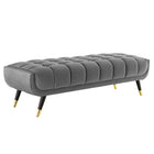 Modway Adept 60" Performance Velvet Bench - Grey-60" Mid-Century Modern Bench