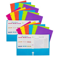 C-Line 2-Pocket Laminated Paper Portfolio with 3-Hole Punch - Assorted - 18 Pack-2-pocket paper folders with laminated, high gloss finish