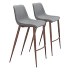 Zuo Magnus Barstool - Slate Grey/Walnut - Set of 2-Ergonomic and supportive footrest