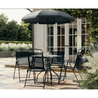 Flash Furniture Nantucket 6-Piece Patio Garden Set with Table, Umbrella & 4 Folding Chairs - Black-Set Includes Table, Umbrella and 4 Chairs