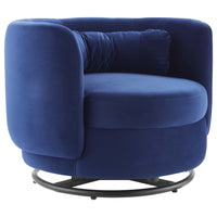 Modway Relish Performance Velvet Swivel Chair - Black Navy-Swivel Accent Chair