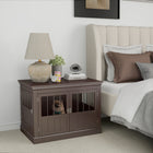 PawHut 31" Dog Crate End Table with Three Doors - Coffee-Lockable latch provides security and peace of mind 