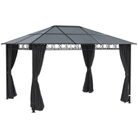 Outsunny Hardtop Canopy Outdoor Gazebo - 13' x 10' - Dark Grey-Practical gazebo with a tall and spacious design 