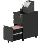 Vinsetto 3-Drawer Steel Letter/A4 Filing Cabinet - Black-Three drawers with a detachable pencil tray increase storage options
