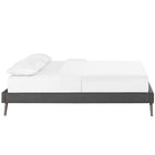 Modway Loryn Fabric Queen Bed Frame with Round Splayed Legs - Grey-Center Rail with Support Two Legs