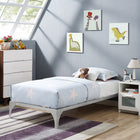 Modway Ollie Twin Bed Frame - Silver-Sturdy Powder Coated Steel Frame