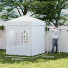 Outsunny 6.7 ft W x 6.7 ft L Pop-Up Canopy Tent with Sidewalls and Carry Bag - White-8 drain holes prevent water from pooling on the canopy