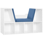 HOMCOM 6-Cubby Bookcase with Seat Cushion - Blue-This elegant and stylish bookcase fits well in your home decor