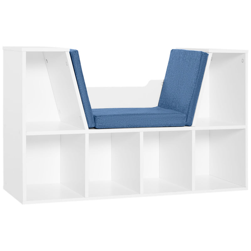 HOMCOM 6-Cubby Bookcase with Seat Cushion - Blue | staples.ca
