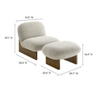 Modway Loyal Boucle Fabric Accent Chair and Ottoman Set - River Rock Walnut-Soft Aesthetic with Rounded Contours