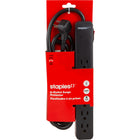Staples Tech 600J 6 Outlet Surge Protector - 5' Cable - Black-Includes 6 outlets to conveniently power multiple devices from one location