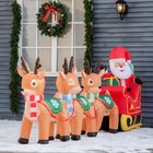 HOMCOM 4.5' Lit Inflatable Santa Claus on Sleigh and Deer Christmas Yard Decoration-8 ground stakes, 8 drawstrings, 1 internal fan and 2 sandbags ensure the stability 