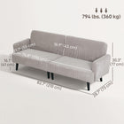 HOMCOM Modern 3 Seater Corduroy Sofa Couch with Rubberwood Legs - Light Grey-The 3 seater sofa has a strong frame and rubberwood legs, holding up to 794 lb (360 kg)