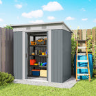 Outsunny 6' x 4' Outdoor Storage Shed with Lockable Sliding Doors & Vents - Grey-Sloped roof prevents water build-up
