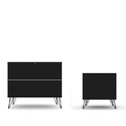 Manhattan Comfort Rockefeller Mid-Century Modern Dresser and Nightstand Set - Black-Perfect for Storage or Display Items.