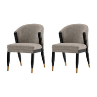 Manhattan Comfort Ola 21.46" Modern Chenille Upholstered Dining Chair - Stone - Set of 2-Modern Dining Chair for Dining Room and Task Chair Usage