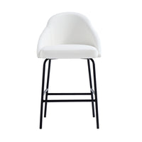 Manhattan Comfort Gracie 22" Modern Leatherette Upholstered Counter Stool - White and Black-Modern Counter Stool with Backseat Perfect for Bar and Kitchen Use
