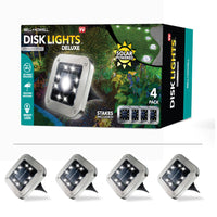 Bell + Howell Solar-Powered Disk Outdoor Path Lights with 8 LED Bulbs - 4 Pack-Solar-Powered Efficiency: Built with 8 high-intensity LED bulbs per light, these solar powered outdoor lights charge during the day and provide over 10 hours of bright illumination at night, ensuring energy savings and sustainability