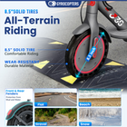 Gyrocopters J30 Electric Scooter for Adults & Teens - Speed 31 kmph - Range 30 km - APP - Grey- Ride with total peace of mind thanks to 8.5-inch honeycomb solid tires that are entirely burst-proof, ensuring you never have to worry about flats or air maintenance during your journey