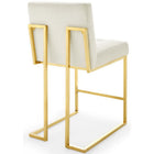 Modway Privy Gold Stainless Steel Performance Velvet Counter Stool - Gold Ivory - Set of 2-Elegant Biscuit Tufting
