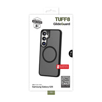 TUFF8 Samsung Galaxy S25 GlideGuard Qi2-certified Case - Smoke Black-Shockproof Layer: The air tight shockproof layer adds extra protection from accidental drops (Tested to MIL-STD to 8FT)